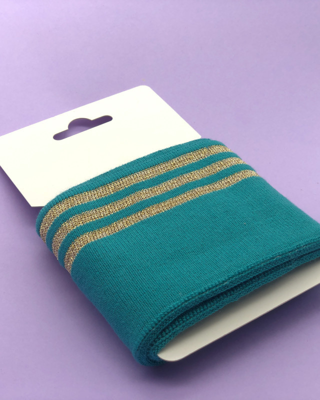 Bande Bord Côte Lurex Turquoise Or - Maison Klem